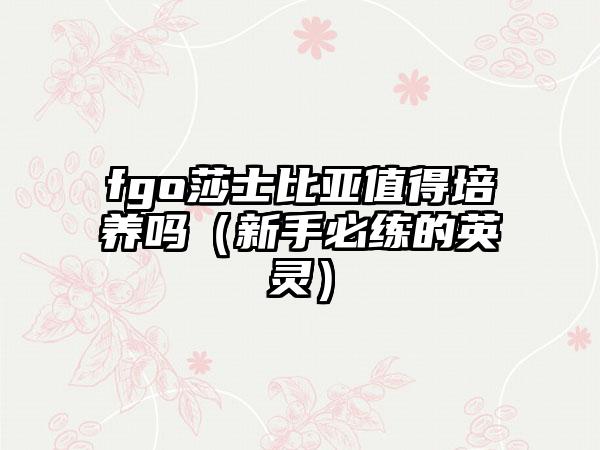fgo莎士比亚值得培养吗（新手必练的英灵）