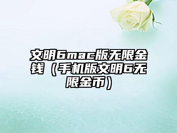 文明6mac版无限金钱（手机版文明6无限金币）