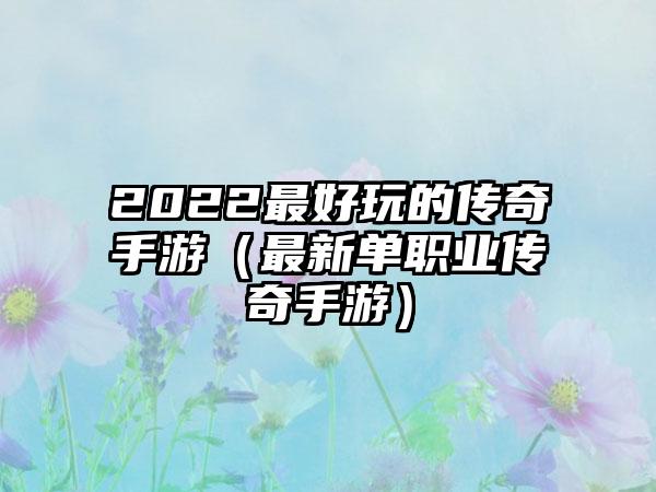 2022最好玩的传奇手游（最新单职业传奇手游）