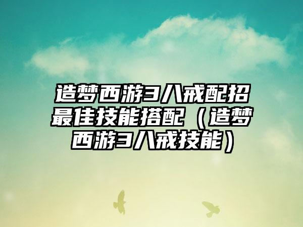 造梦西游3八戒配招最佳技能搭配（造梦西游3八戒技能）