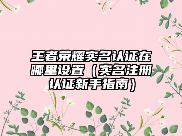 王者荣耀实名认证在哪里设置（实名注册认证新手指南）