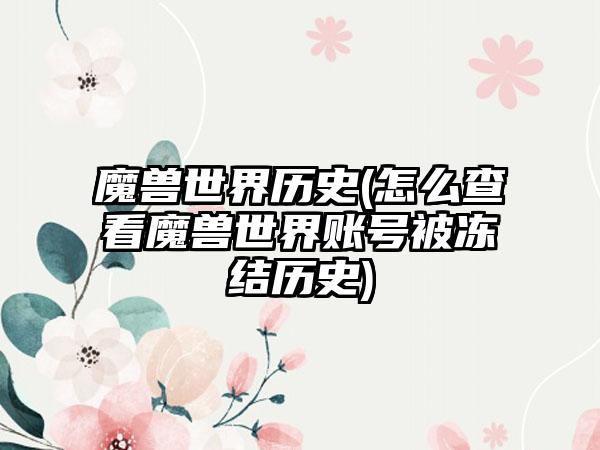 魔兽世界历史(怎么查看魔兽世界账号被冻结历史)