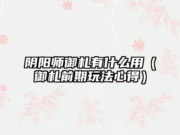 阴阳师御札有什么用（御札前期玩法心得）