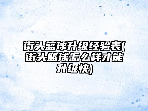 街头篮球升级经验表(街头篮球怎么样才能升级快)