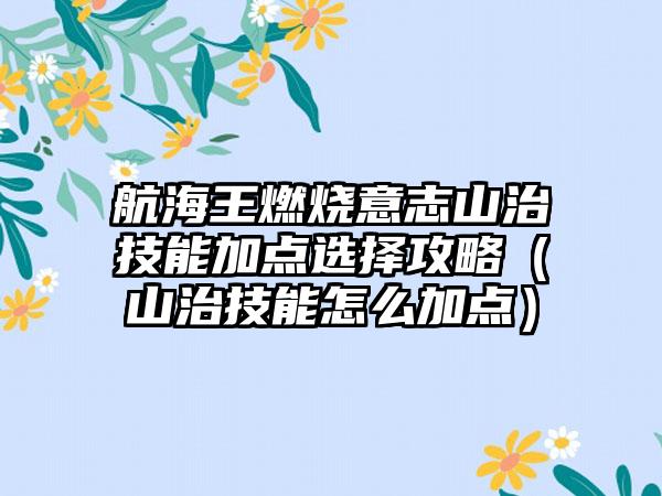 航海王燃烧意志山治技能加点选择攻略（山治技能怎么加点）
