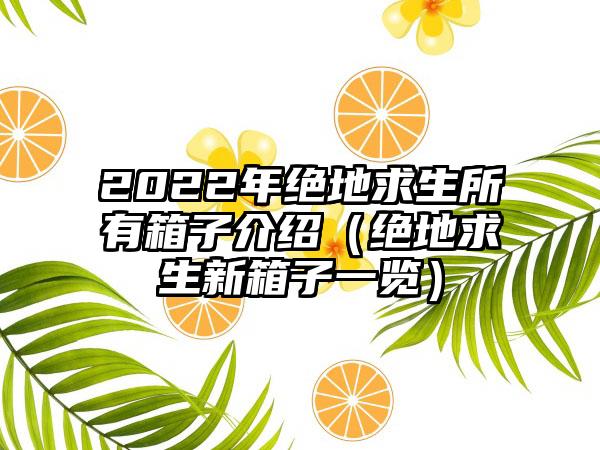 2022年绝地求生所有箱子介绍（绝地求生新箱子一览）