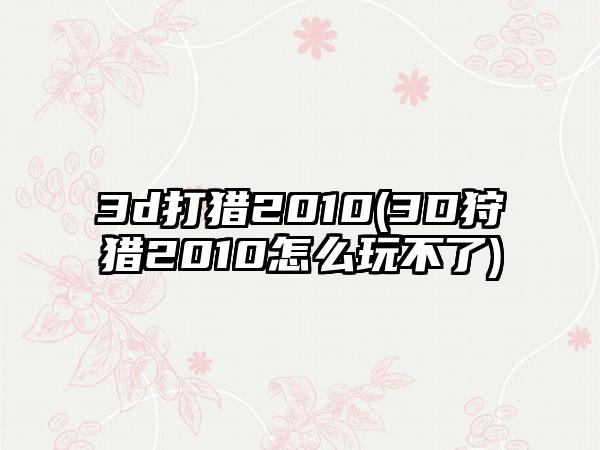 3d打猎2010(3D狩猎2010怎么玩不了)