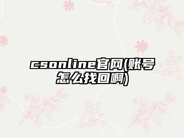 csonline官网(账号怎么找回啊)