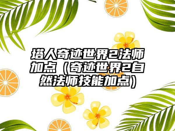 塔人奇迹世界2法师加点（奇迹世界2自然法师技能加点）
