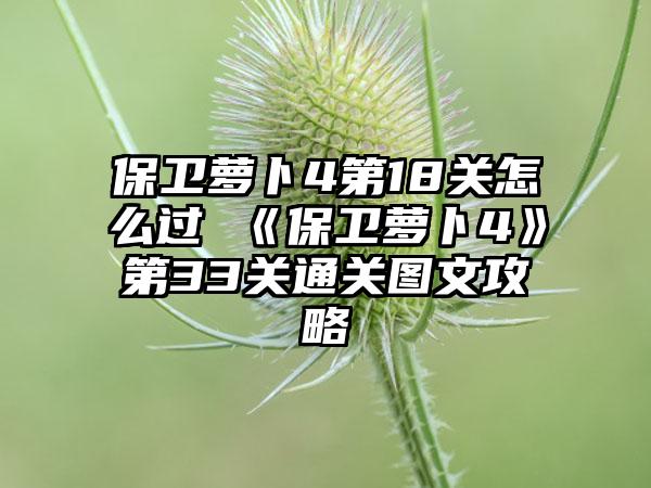 保卫萝卜4第18关怎么过 《保卫萝卜4》第33关通关图文攻略