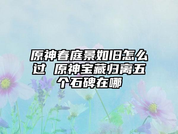 原神春庭景如旧怎么过 原神宝藏归离五个石碑在哪