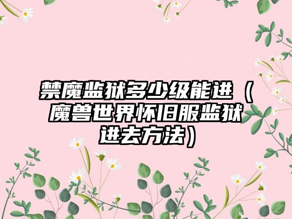 禁魔监狱多少级能进（魔兽世界怀旧服监狱进去方法）