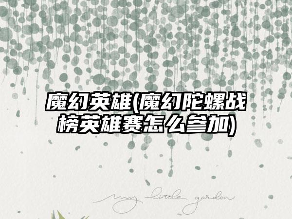 魔幻英雄(魔幻陀螺战榜英雄赛怎么参加)
