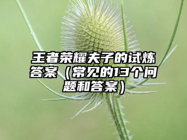 王者荣耀夫子的试炼答案（常见的13个问题和答案）