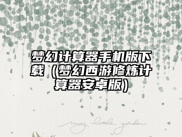 梦幻计算器手机版（梦幻西游修炼计算器安卓版）