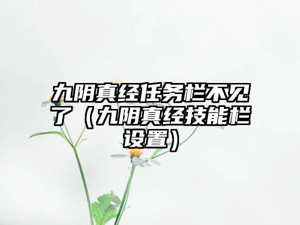 九阴真经任务栏不见了（九阴真经技能栏设置）