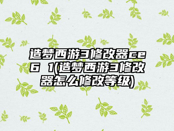 造梦西游3修改器ce6 1(造梦西游3修改器怎么修改等级)