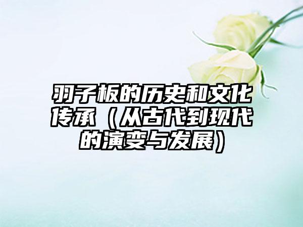 羽子板的历史和文化传承（从古代到现代的演变与发展）
