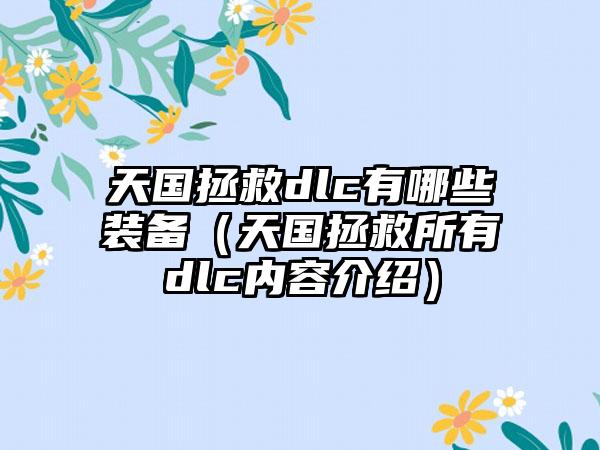 天国拯救dlc有哪些装备（天国拯救所有dlc内容介绍）