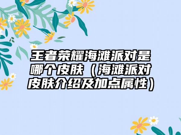 王者荣耀海滩派对是哪个皮肤（海滩派对皮肤介绍及加点属性）