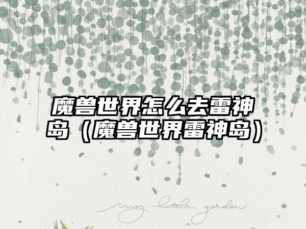 魔兽世界怎么去雷神岛（魔兽世界雷神岛）