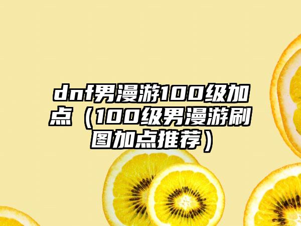 dnf男漫游100级加点（100级男漫游刷图加点推荐）