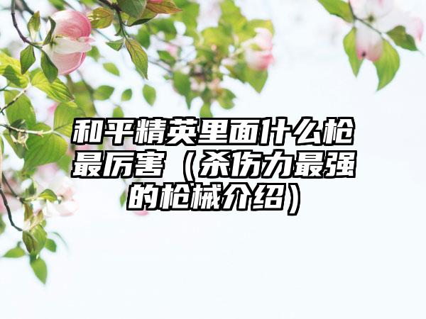 和平精英里面什么枪最厉害（杀伤力最强的枪械介绍）