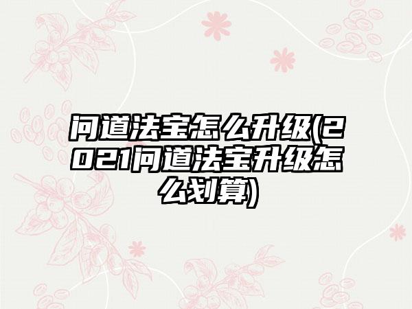 问道法宝怎么升级(2021问道法宝升级怎么划算)