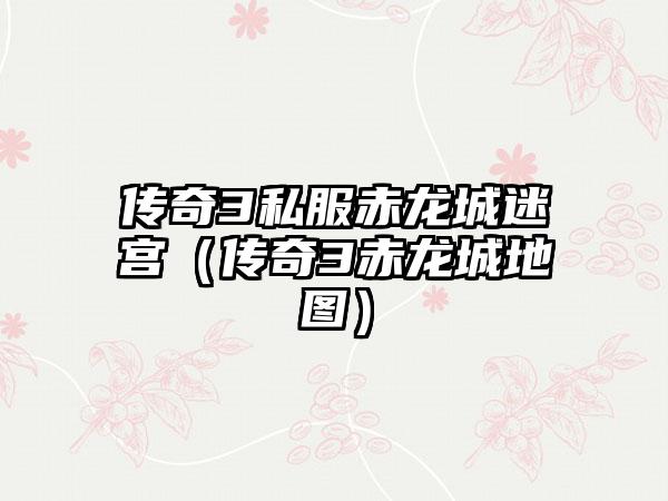 传奇3私服赤龙城迷宫（传奇3赤龙城地图）