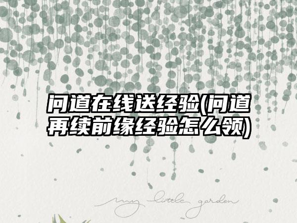 问道在线送经验(问道再续前缘经验怎么领)