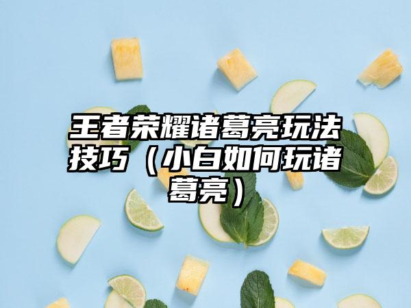 王者荣耀诸葛亮玩法技巧（小白如何玩诸葛亮）