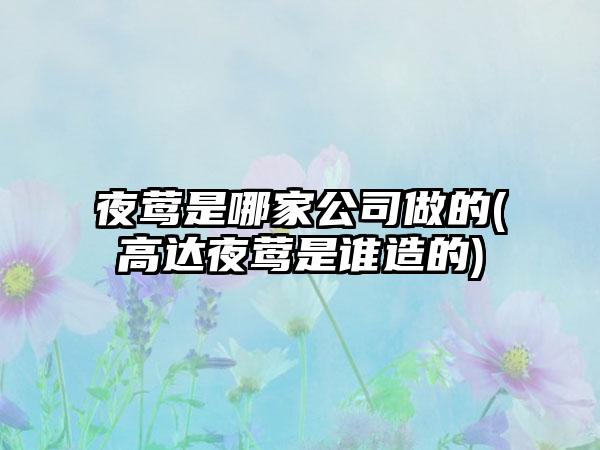 夜莺是哪家公司做的(高达夜莺是谁造的)
