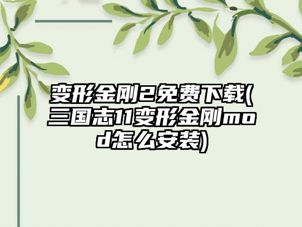 变形金刚2免费下载(三国志11变形金刚mod怎么安装)