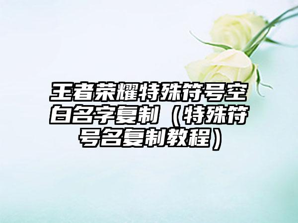 王者荣耀特殊符号空白名字复制（特殊符号名复制教程）