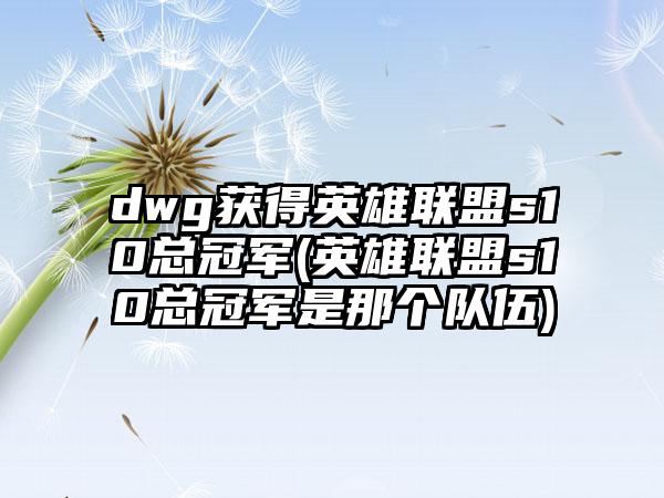 dwg获得英雄联盟s10总冠军(英雄联盟s10总冠军是那个队伍)