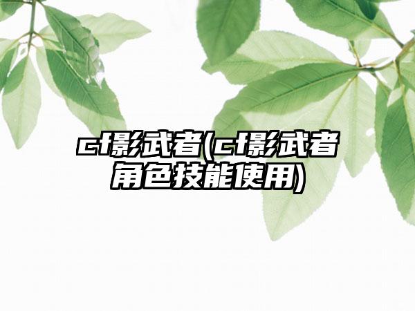 cf影武者(cf影武者角色技能使用)