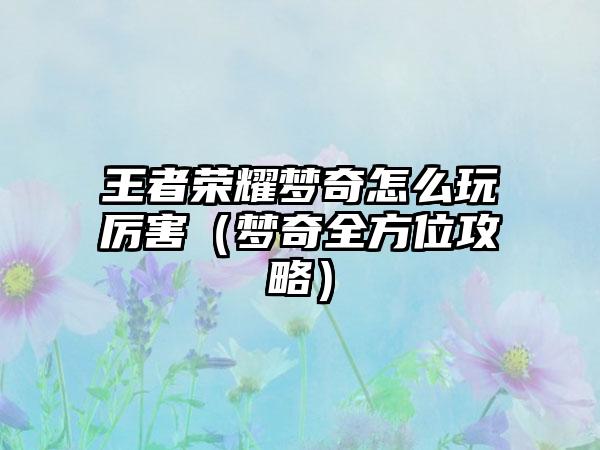王者荣耀梦奇怎么玩厉害（梦奇全方位攻略）
