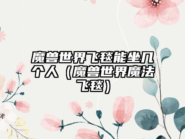 魔兽世界飞毯能坐几个人（魔兽世界魔法飞毯）