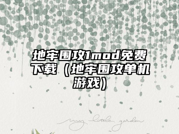 地牢围攻1mod免费下载（地牢围攻单机游戏）