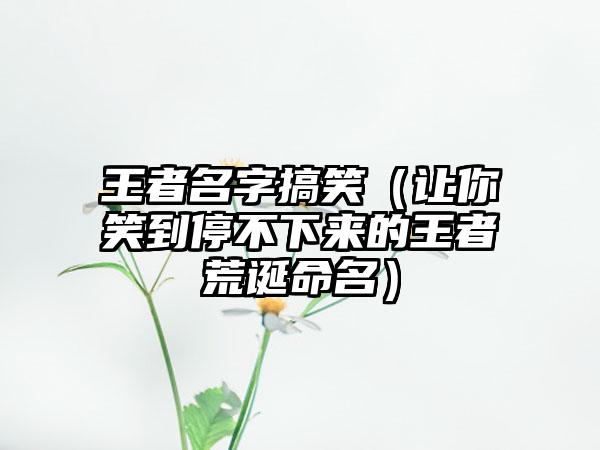 王者名字搞笑（让你笑到停不下来的王者荒诞命名）
