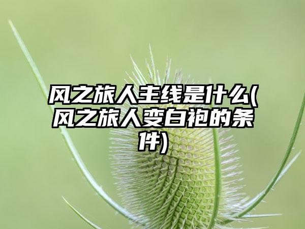风之旅人主线是什么(风之旅人变白袍的条件)