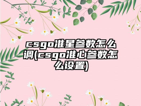 csgo准星参数怎么调(csgo准心参数怎么设置)