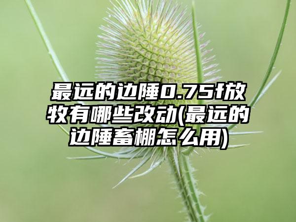 最远的边陲0.75f放牧有哪些改动(最远的边陲畜棚怎么用)