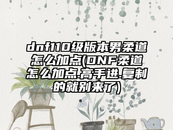 dnf110级版本男柔道怎么加点(DNF柔道怎么加点.高手进.复制的就别来了)