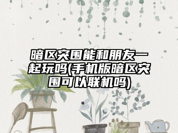 暗区突围能和朋友一起玩吗(手机版暗区突围可以联机吗)