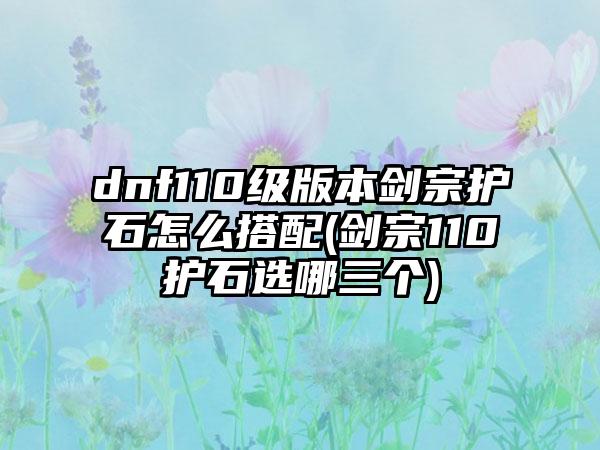 dnf110级版本剑宗护石怎么搭配(剑宗110护石选哪三个)