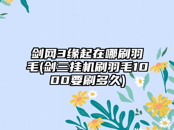 剑网3缘起在哪刷羽毛(剑三挂机刷羽毛1000要刷多久)