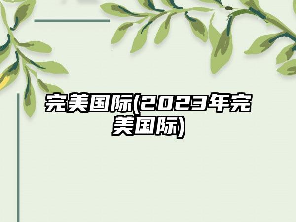 完美国际(2023年完美国际)