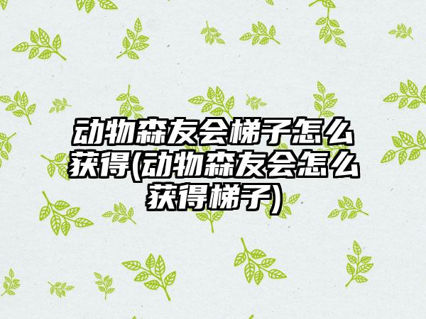 动物森友会梯子怎么获得(动物森友会怎么获得梯子)