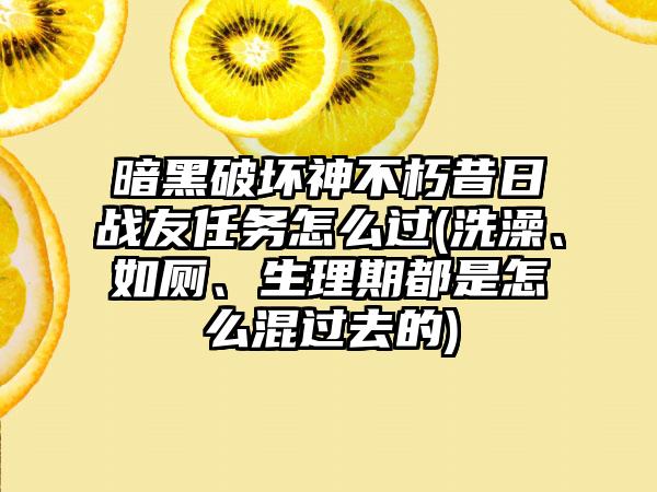 暗黑破坏神不朽昔日战友任务怎么过(洗澡、如厕、生理期都是怎么混过去的)